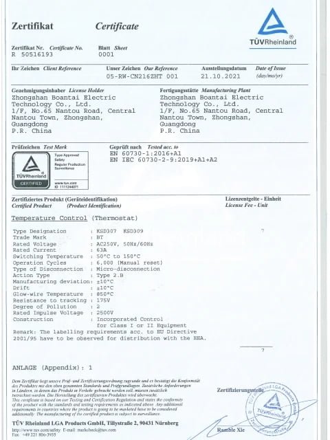 TUV certification document